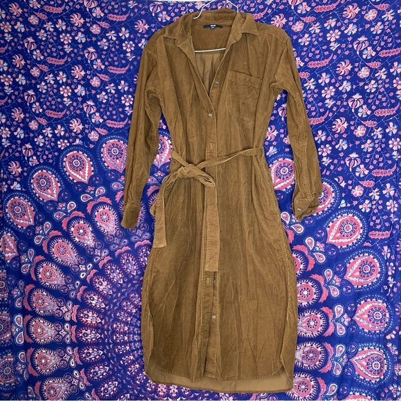 Uniqlo corduroy tie around dress - Picture 1 of 4
